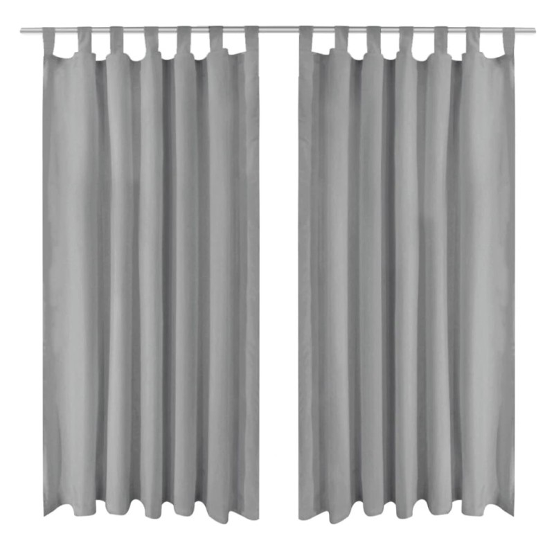 Cortinas de cetim com presilhas 2 pcs 140x225 cm cinzento-Persianas e cortinas-Home Retail