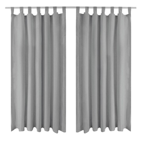 Cortinas de cetim com presilhas 2 pcs 140x225 cm cinzento