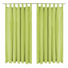 Cortinas de cetim com presilhas 2 pcs 140x225 cm verde