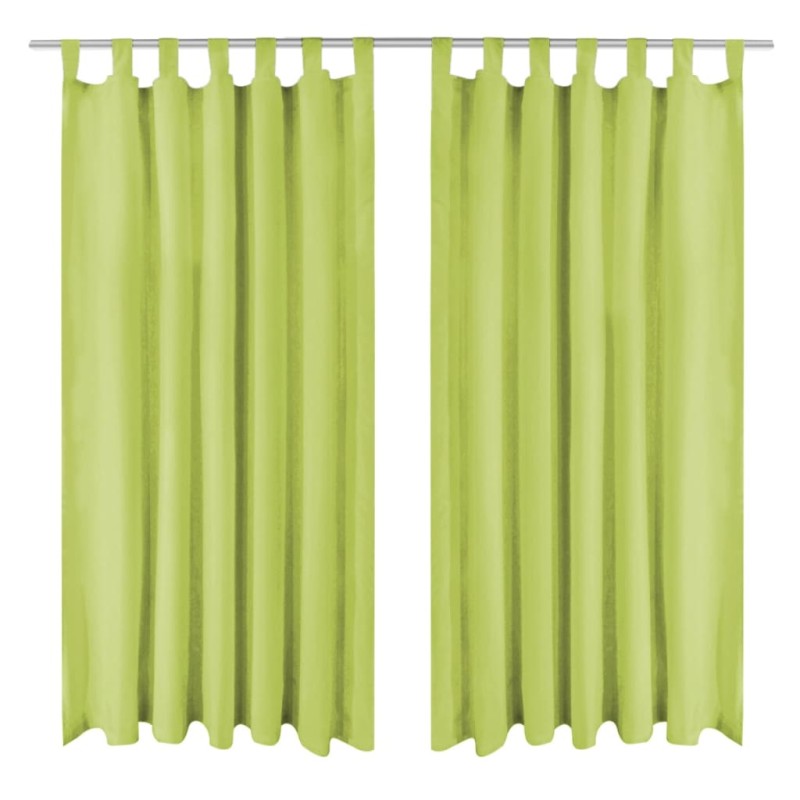 Cortinas de cetim com presilhas 2 pcs 140x225 cm verde-Persianas e cortinas-Home Retail