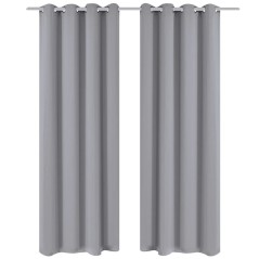 Cortinas blackout 2 pcs com ilhós de metal 135x175 cm cinzento