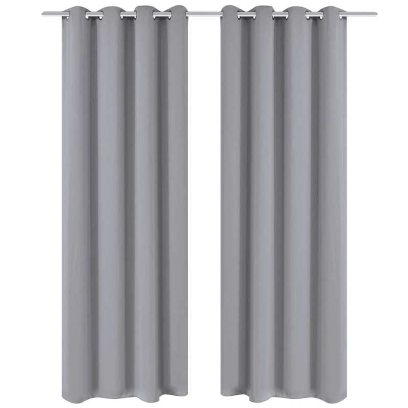 Cortinas blackout 2 pcs com ilhós de metal 135x175 cm cinzento-Persianas e cortinas-Home Retail