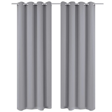 Cortinas blackout 2 pcs com ilhós de metal 135x175 cm cinzento