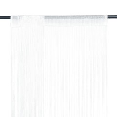 Cortinas de fios 2 pcs 100x250 cm branco