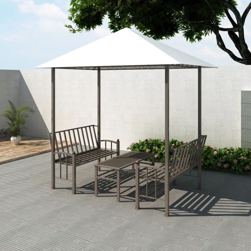 Pérgula para jardim com mesa e bancos 2,5x1,5x2,4 m-Toldos e gazebos-Home Retail