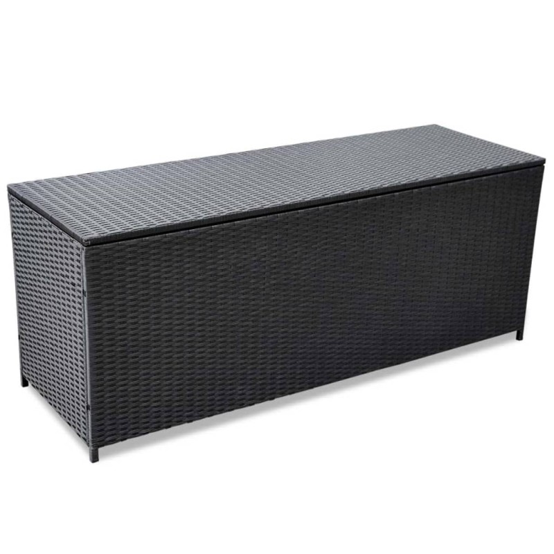 Caixa de arrumação para jardim 150x50x60 cm vime PE preto-Baús para armazenamento exterior-Home Retail