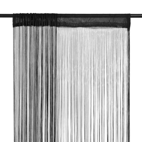 Cortinas de fios 2 pcs 140x250 cm preto