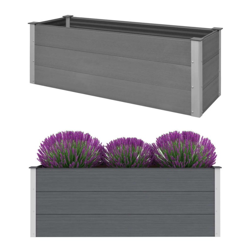 Canteiro elevado para jardim WPC 150x50x54 cm cinzento-Vasos e floreiras-Home Retail