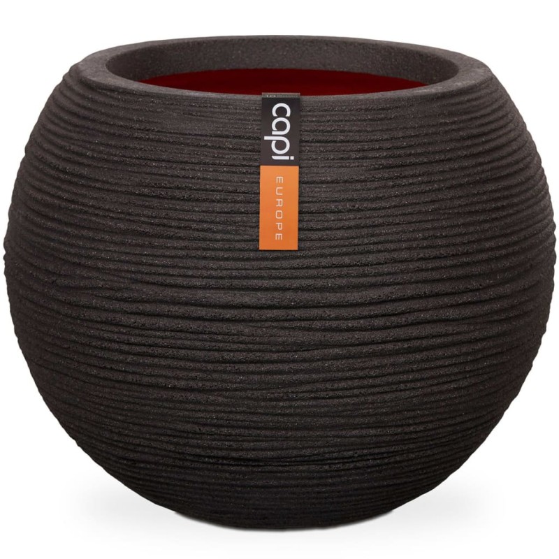 Capi Vaso redondo Nature Rib 62x48 cm preto KBLR271-Vasos e floreiras-Home Retail