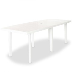 Mesa de jardim 210x96x72 cm plástico branco