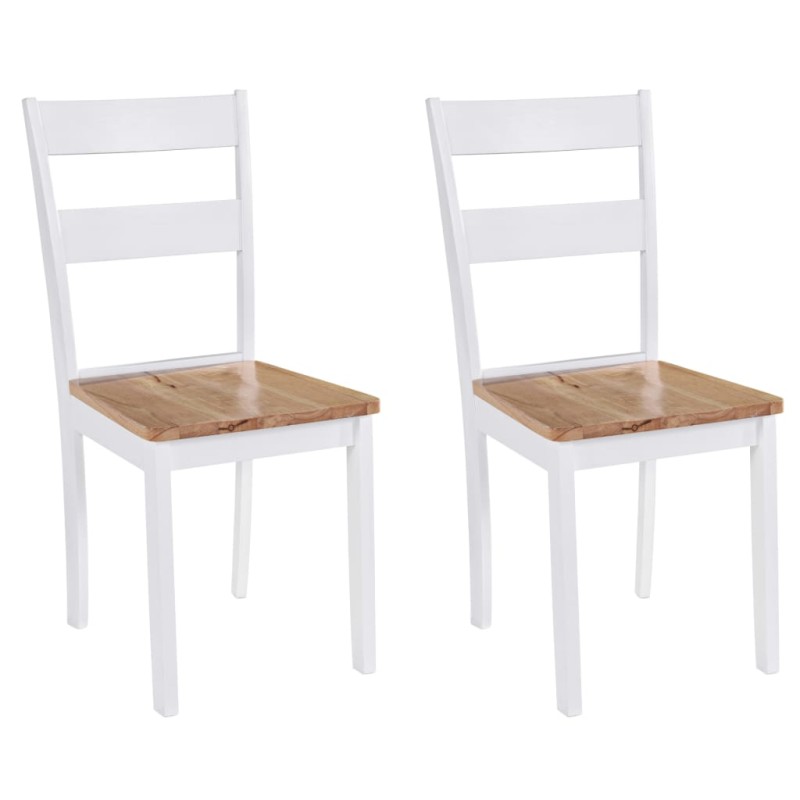 Cadeiras de jantar 2 pcs madeira de seringueira maciça branco-Cadeiras de cozinha e sala de jantar-Home Retail