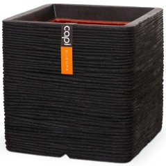 Capi Vaso quadrado Nature Rib 40x40 cm preto KBLR903