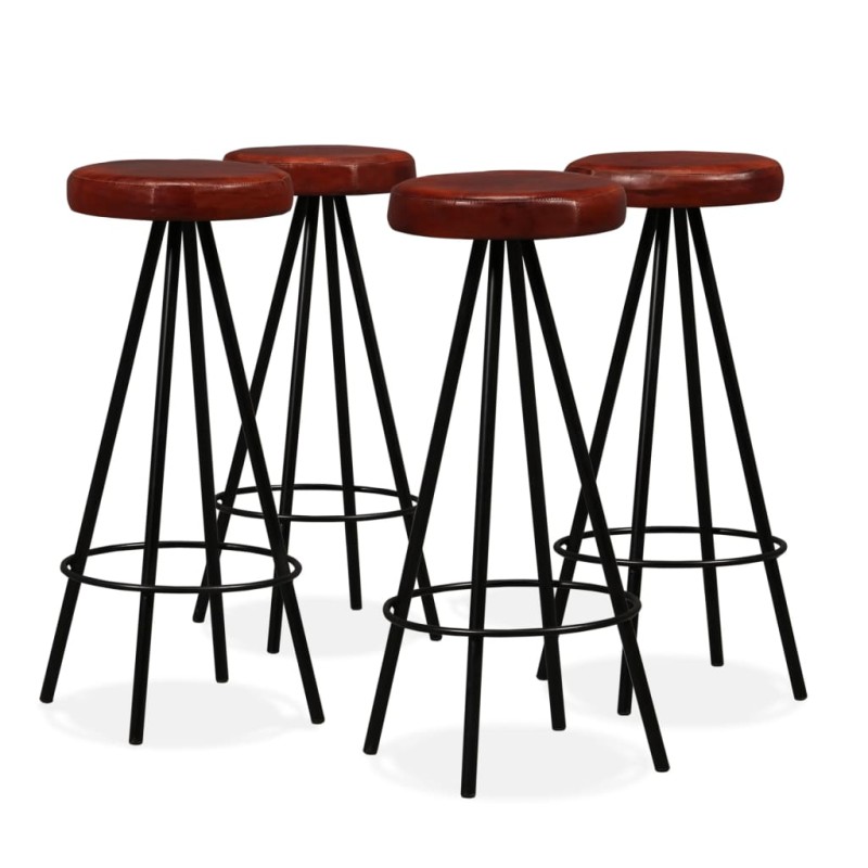 Bancos de bar 4 pcs couro genuíno-Bancos de bar-Home Retail