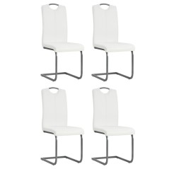 Cadeiras de jantar cantilever 4 pcs couro artificial branco