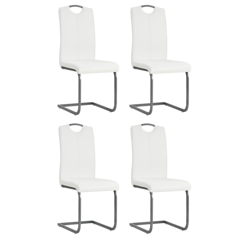 Cadeiras de jantar cantilever 4 pcs couro artificial branco-Cadeiras de cozinha e sala de jantar-Home Retail