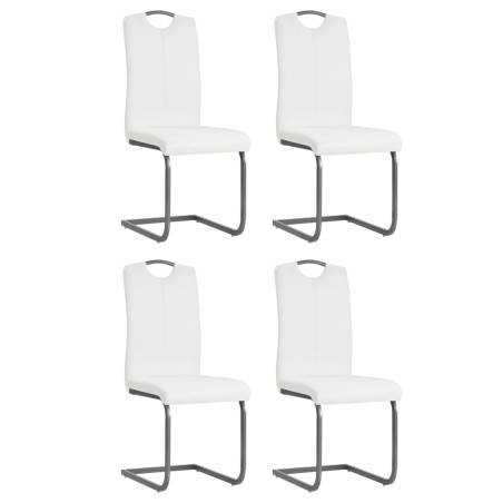 Cadeiras de jantar cantilever 4 pcs couro artificial branco