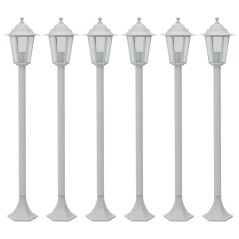 Candeeiros de pé para jardim 6 pcs E27 110 cm alumínio branco