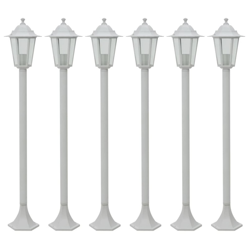 Candeeiros de pé para jardim 6 pcs E27 110 cm alumínio branco-Iluminação de exterior-Home Retail