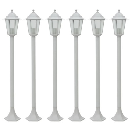 Candeeiros de pé para jardim 6 pcs E27 110 cm alumínio branco