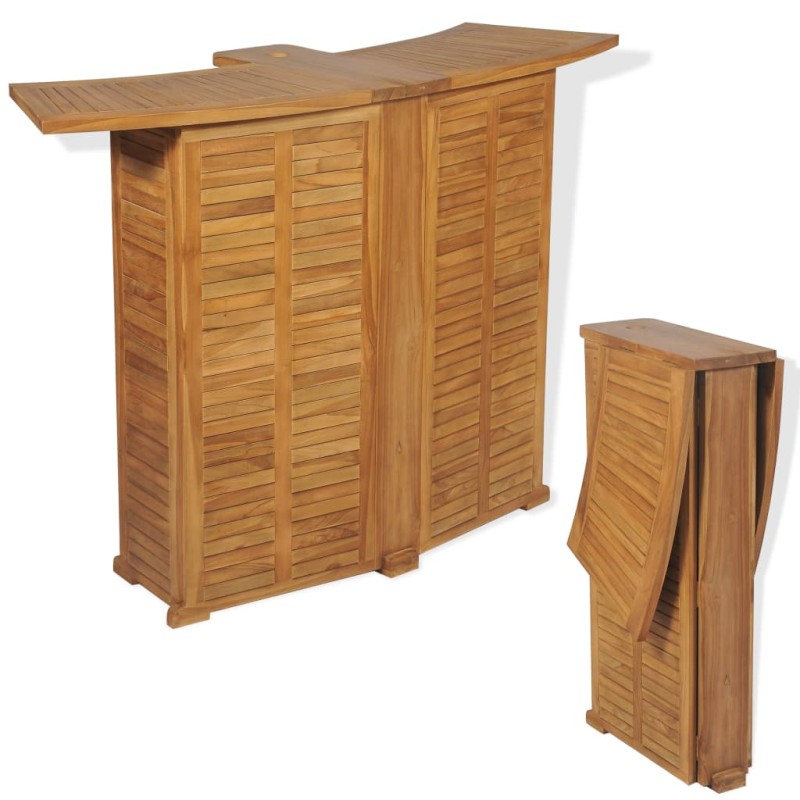 Mesa de bar dobrável 155x53x105 cm madeira teca maciça-Mesas de jardim-Home Retail