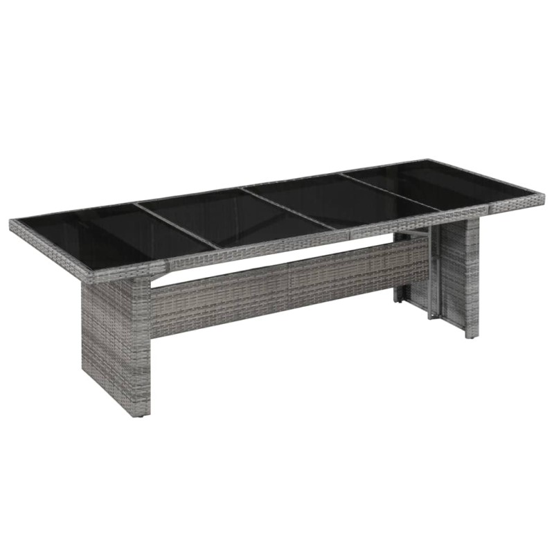 Mesa de jardim 240x90x74 cm vime PE e vidro-Mesas de jardim-Home Retail