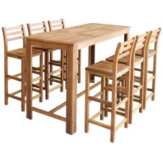 Conjunto mesa e cadeiras de bar 7 pcs madeira de acácia maciça