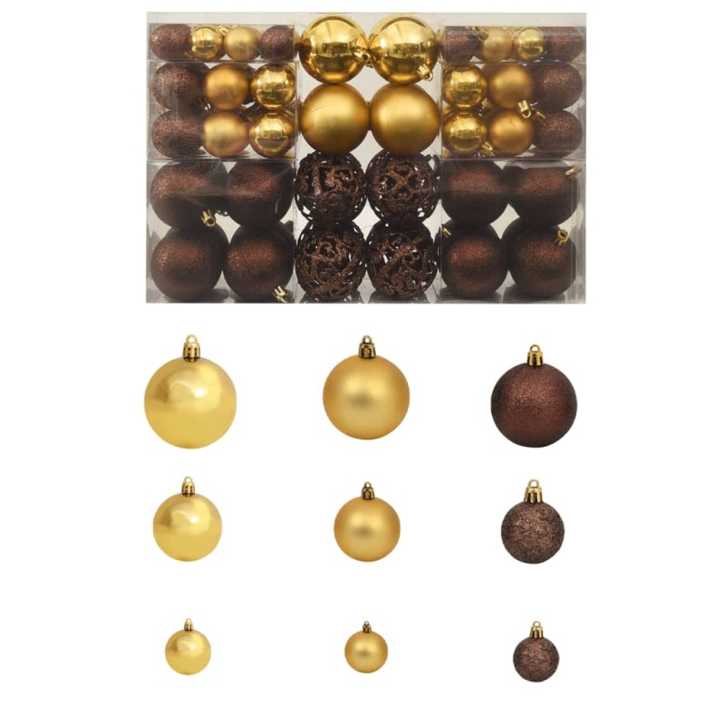 Conjunto bolas de natal 100 pcs 3/4/6cm castanho/bronze/dourado-Enfeites do Feriados-Home Retail