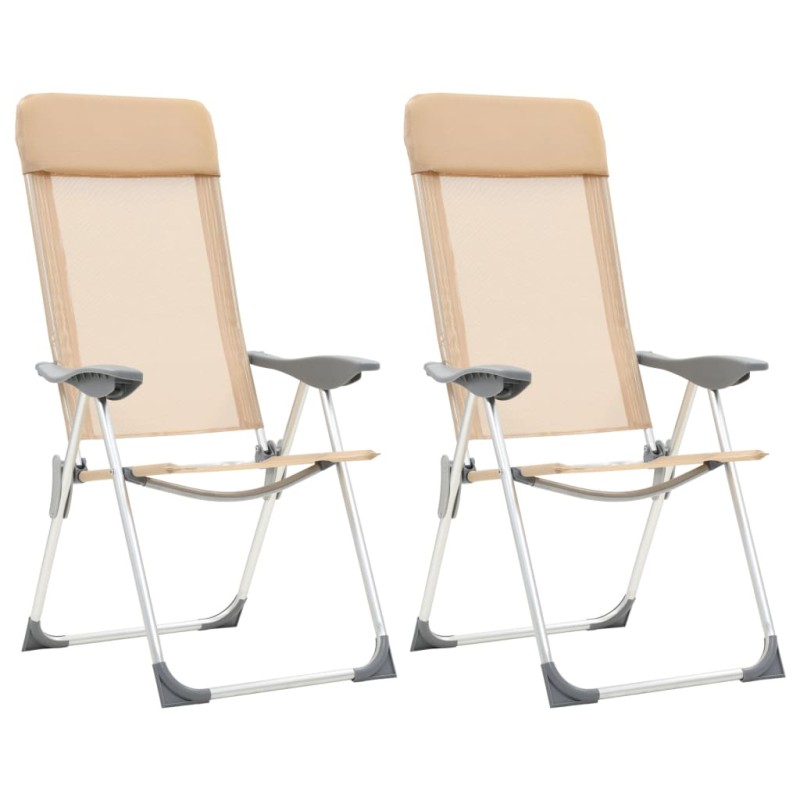 Cadeiras de campismo dobráveis 2 pcs alumínio creme-Mobiliário para campismo-Home Retail