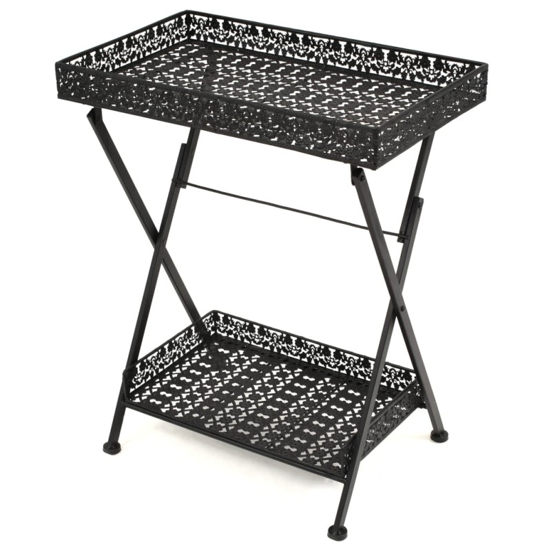 Mesa de chá dobrável estilo vintage metal 58x35x72 cm preto-Mesas de apoio-Home Retail