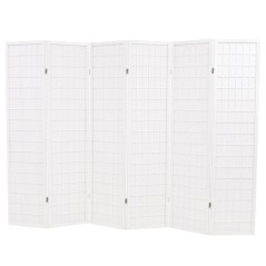 Biombo dobrável com 6 painéis estilo japonês 240x170 cm branco