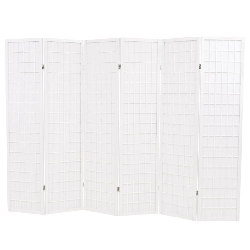 Biombo dobrável com 6 painéis estilo japonês 240x170 cm branco-Biombos-Home Retail