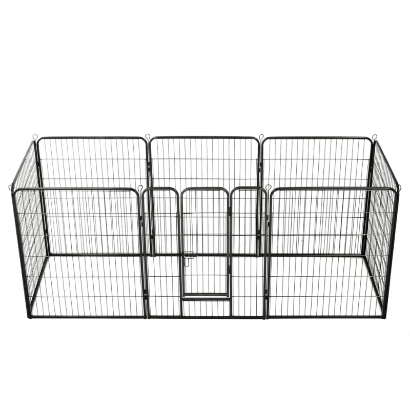 Parque para cães 8 painéis aço 80x100 cm preto-Canis-Home Retail