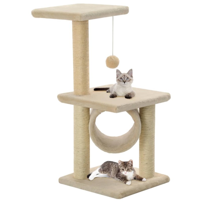 Árvore para gatos c/ postes arranhadores sisal 65 cm bege-Móveis para gatos-Home Retail