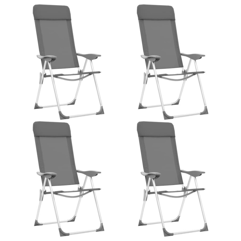 Cadeiras de campismo dobráveis 4 pcs alumínio cinzento-Mobiliário para campismo-Home Retail