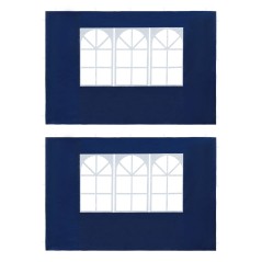 Parede lateral com janela p/ tenda de festas 2 pcs PE azul