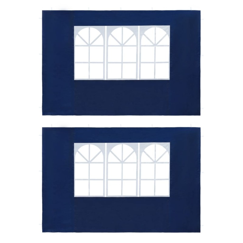 Parede lateral com janela p/ tenda de festas 2 pcs PE azul-Toldos e gazebos-Home Retail