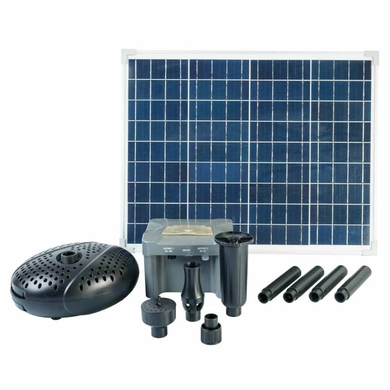 Ubbink Conjunto SolarMax 2500 com painel solar bomba e bateria-Acessórios para fontes e lagos-Home Retail