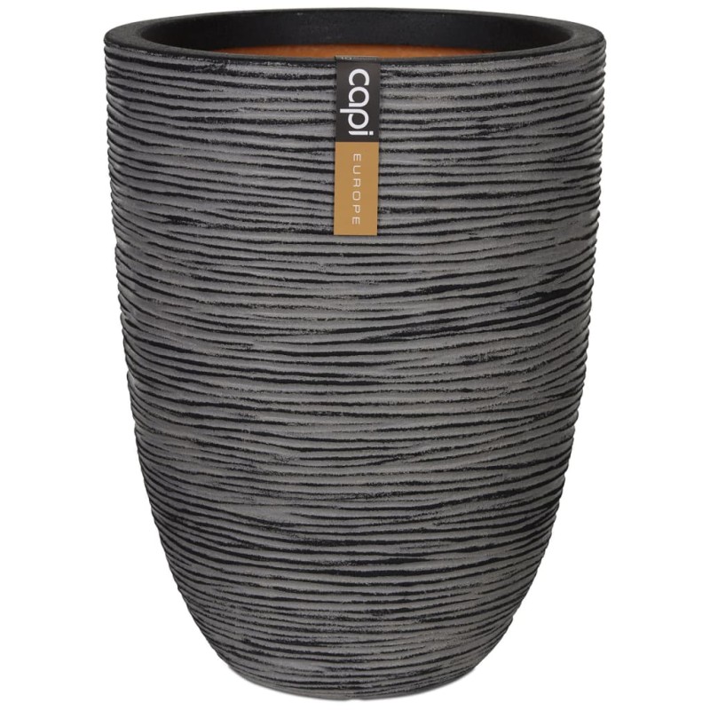 Capi Vaso elegante e baixo Nature Rib 46x58 cm antracite KOFZ783-Vasos e floreiras-Home Retail