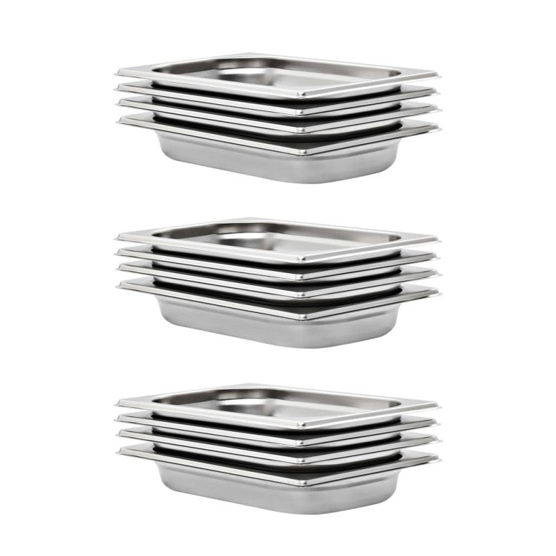 Recipientes gastronorm 12 pcs GN 1/4 40 mm aço inoxidável-Panelas para mesa térmica-Home Retail