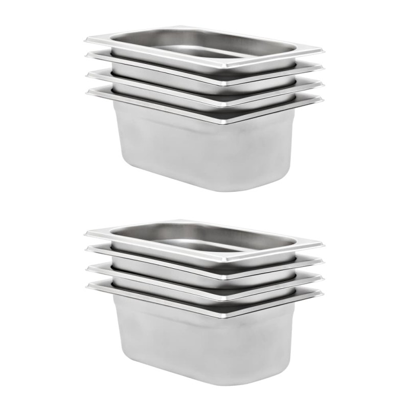 Recipientes gastronorm 8 pcs GN 1/4 100 mm aço inoxidável-Panelas para mesa térmica-Home Retail