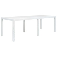 Mesa de jardim 220x90x72 cm plástico branco com aspeto de vime