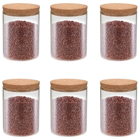 Frascos de vidro com tampas de cortiça 6 pcs 650 ml