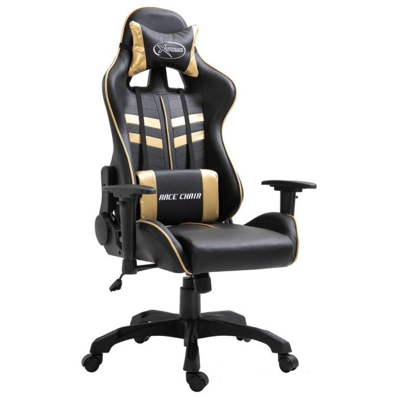 Cadeira de gaming couro artificial dourado-Cadeiras de jogo-Home Retail