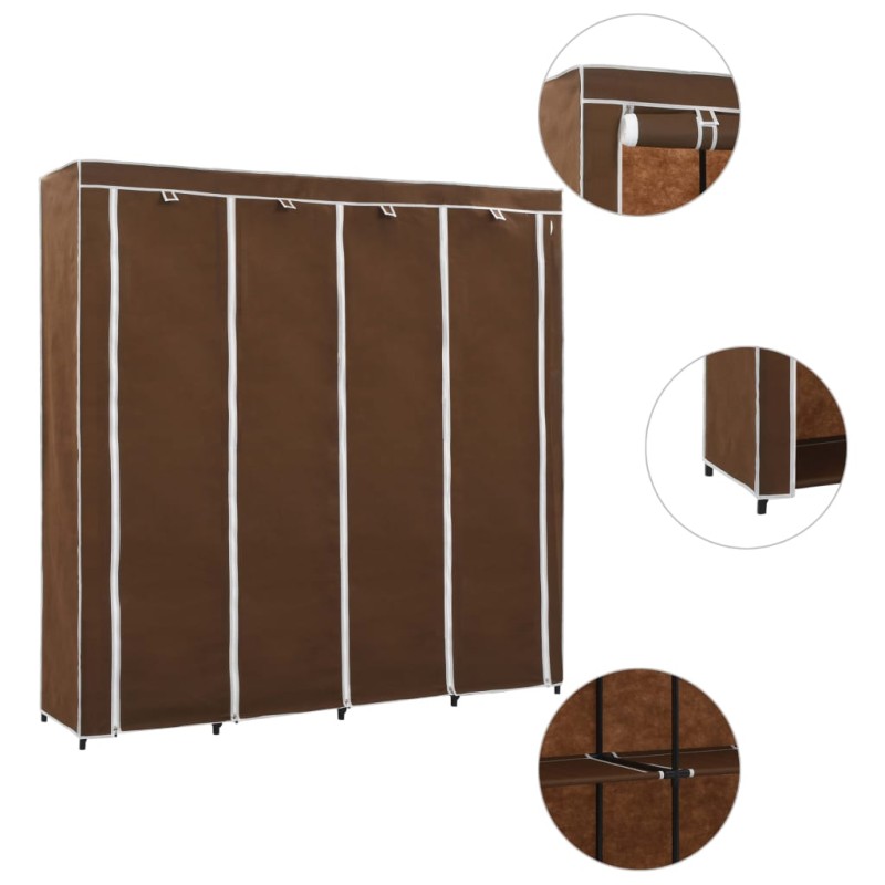 Roupeiro com 4 compartimentos 175x45x170 cm castanho-Guarda-roupas-Home Retail