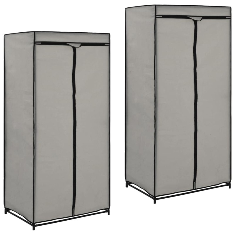 Roupeiros 2 pcs 75x50x160 cm cinzento-Guarda-roupas-Home Retail