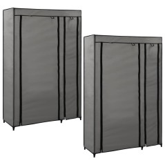 Roupeiros dobráveis 2 pcs 110x45x175 cm tecido cinzento