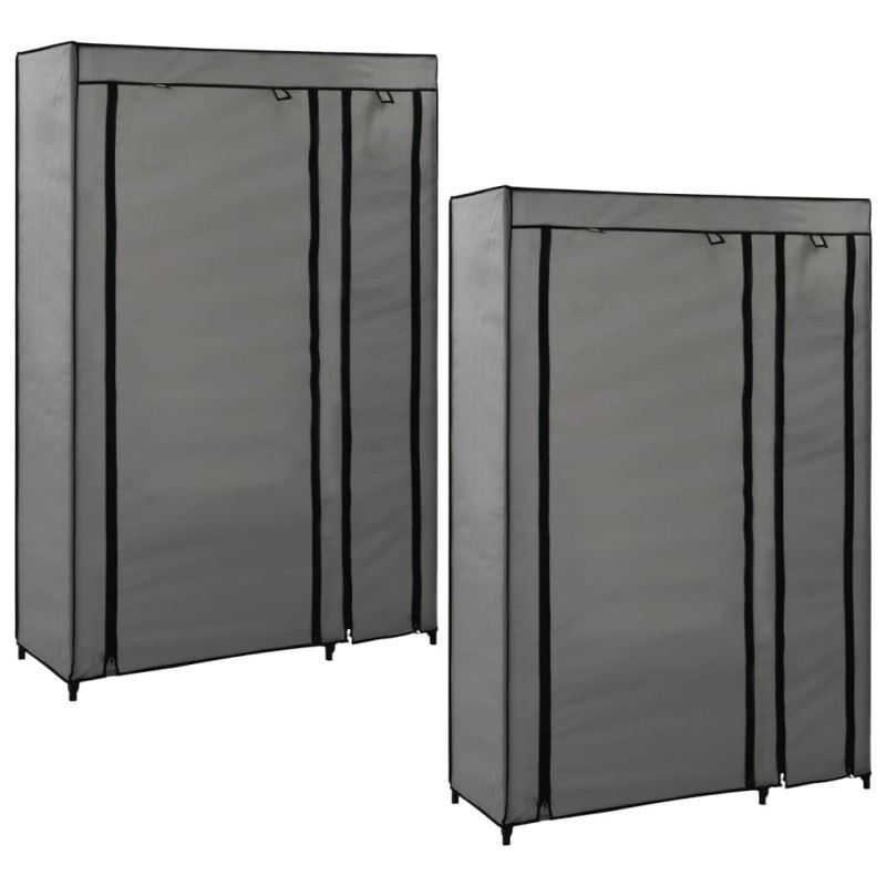 Roupeiros dobráveis 2 pcs 110x45x175 cm tecido cinzento-Guarda-roupas-Home Retail