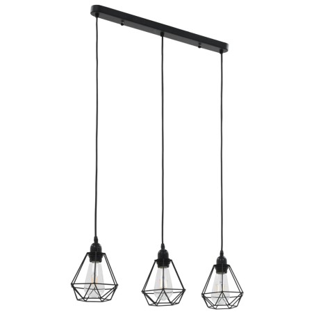 Candeeiro de teto com design diamante 3 lâmpadas E27 preto