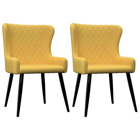 Cadeiras de jantar 2 pcs tecido amarelo