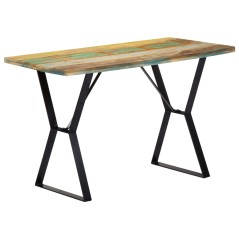 Mesa de jantar 120x60x76 cm madeira recuperada maciça